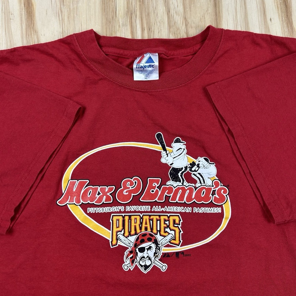 Vintage Y2K Majestic Pittsburgh Pirates Max Ermas Red T-Shirt Mens XL